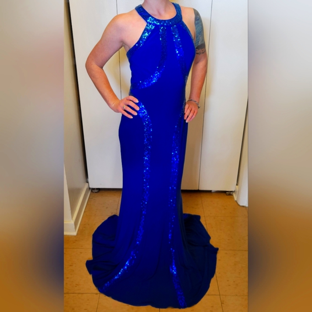 NWT Faviana floorlength royal blue gown